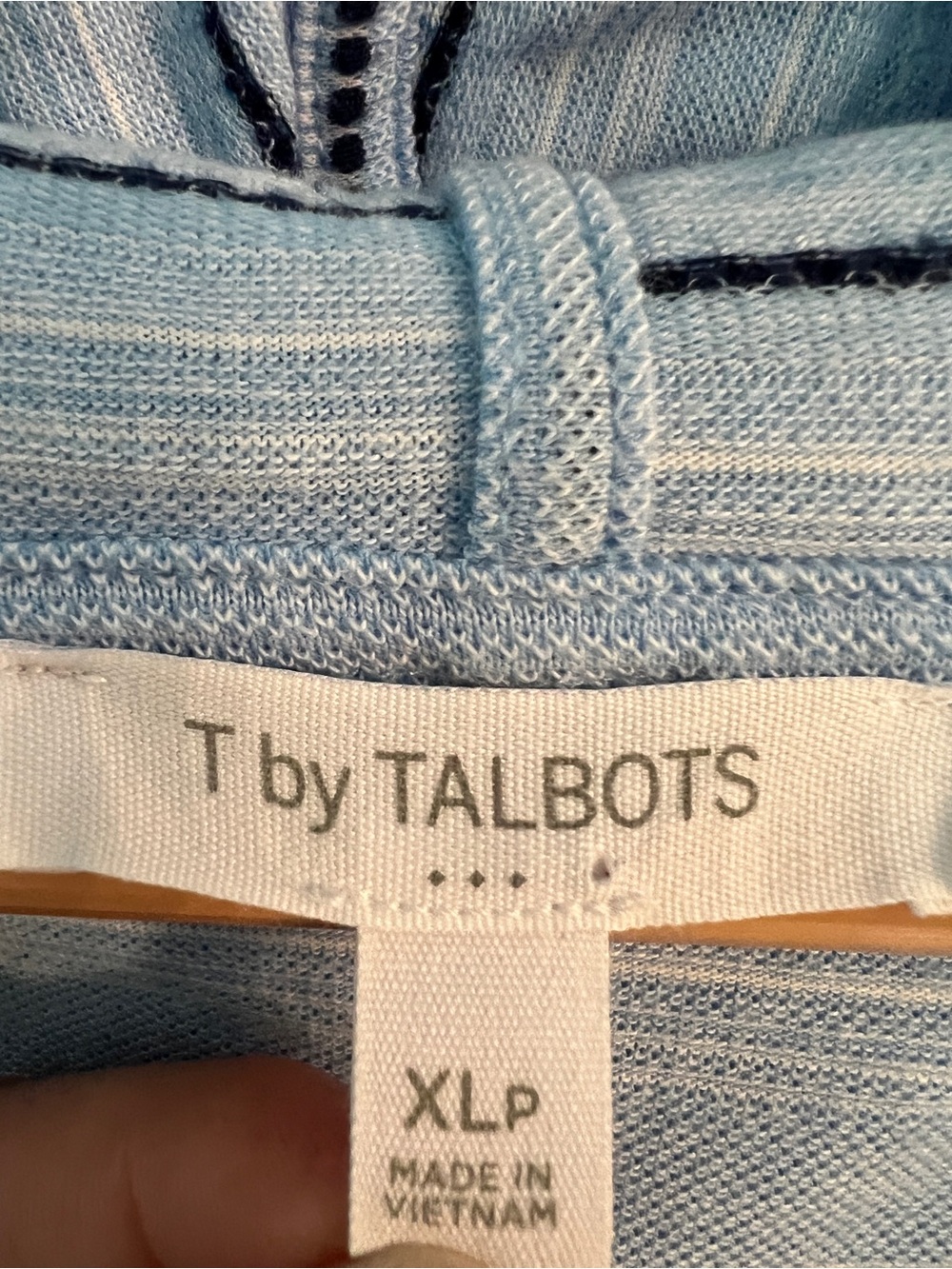 Talbots Terry Cloth Hoodie Blue Striped Beach Coverup Pullover Coastal Cottage - Picture 5 of 14